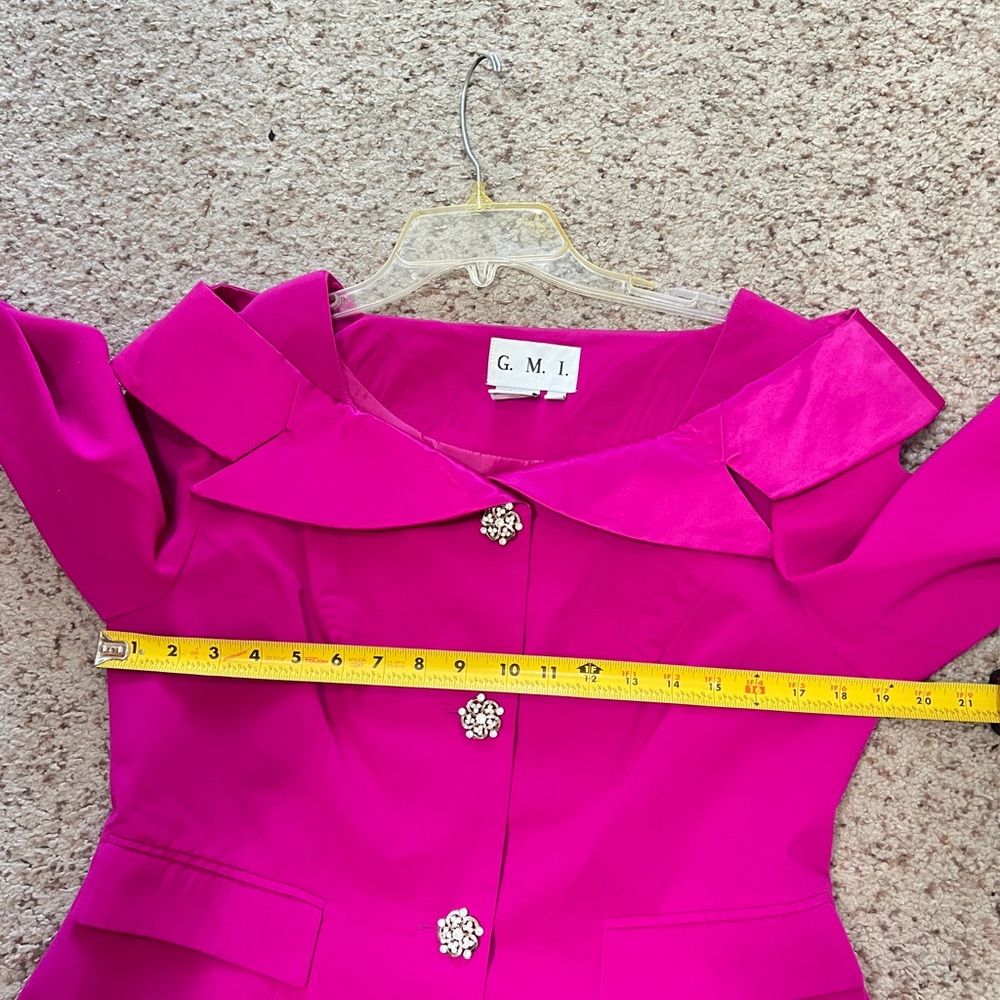 GMI Geometric Collar  Magenta Skirt  Top Suit  Set Size 10 Church Formal Wedding - Picture 9 of 16
